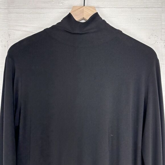 Norma Kamali Black Long Sleeves Midi Swing Dress XL Turtleneck Zip Neck Modest - Picture 4 of 16